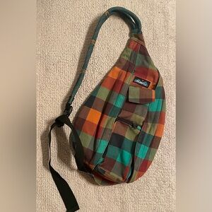 Kavu Multicolor Plaid Sling Rope Bag